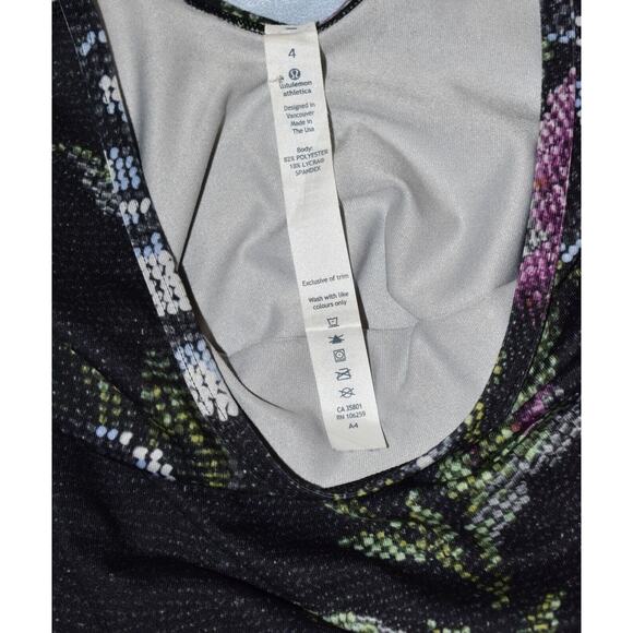 A6 Auth LULULEMON Floral Printed Long Sleeve Scoop Back Workout Top Size 4 - Picture 5 of 6